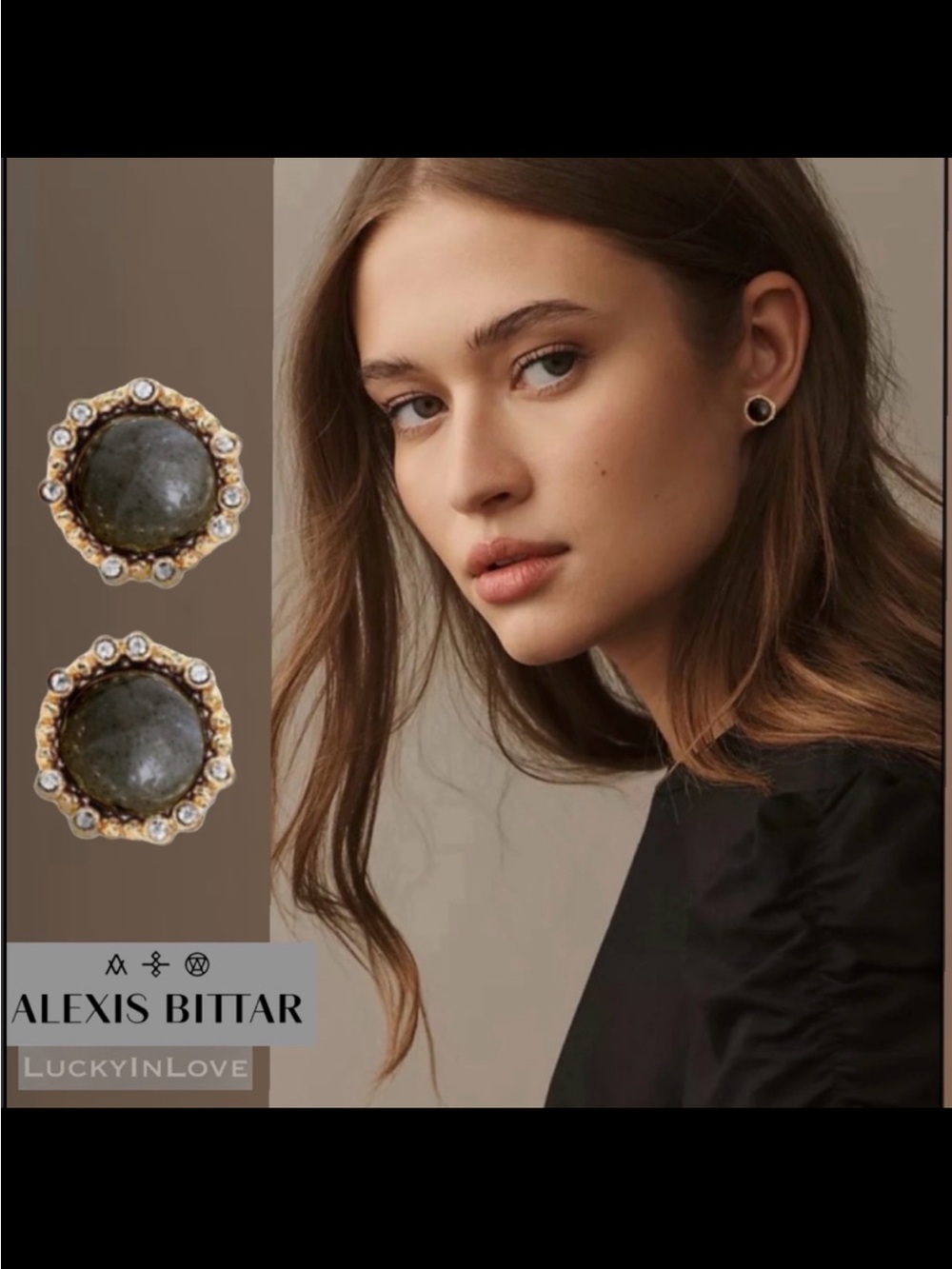 ALEXIS BITTAR • Asterales Crystals Labradorite Cabochon Crystal Stud Earrings